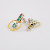 Stud Earrings Pendant In Hoop 3.75gr / 2.2cm / Emeralds 66Pts   18K Yellow Gold ©
