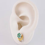 Topos Tres Aros Sello Flor 3.25gr / 1.3cm / Esmeraldas 22pts Diamantes 7pts Dos Oros Amarillo Blanco 18K (Joya) ©