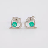 Topos Corazón Silueta 1.3gr / 8mm Esmeraldas 24pts Broche Mariposa Oro Blanco 18K (Joya) ©