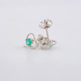 Topos Corazón Silueta 1.3gr / 8mm Esmeraldas 24pts Broche Mariposa Oro Blanco 18K (Joya) ©