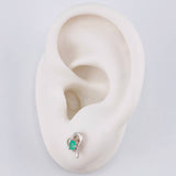 Topos Corazón Silueta 1.3gr / 8mm Esmeraldas 24pts Broche Mariposa Oro Blanco 18K (Joya) ©