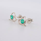 Topos Corazón Silueta 1.3gr / 8mm Esmeraldas 24pts Broche Mariposa Oro Blanco 18K (Joya) ©