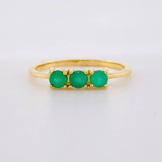 Anillo Trinity 1.95gr T7 Esmeraldas 36pts Oro Amarillo (Joya) ©