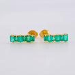 Stud Earrings Square Line Emeralds 2 Qts 1.9gr / 1/2 in / 18K Yellow Gold ©