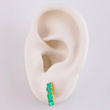Stud Earrings Square Line Emeralds 2 Qts 1.9gr / 1/2 in / 18K Yellow Gold ©