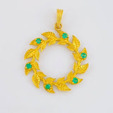 Dije Hojas en Espiral 2.9gr / 3cm / Esmeraldas 18pts Oro Amarillo 18K (Joya) ©