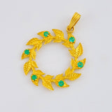 Dije Hojas en Espiral 2.9gr / 3cm / Esmeraldas 18pts Oro Amarillo 18K (Joya) ©