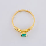 Anillo Solitario Rectangular Triple Infinito 2.35gr / T7 1/4 / Esmeralda 15pts Oro Amarillo 18K (Joya) ©