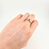 Anillo Solitario Rectangular Triple Infinito 2.35gr / T7 1/4 / Esmeralda 15pts Oro Amarillo 18K (Joya) ©