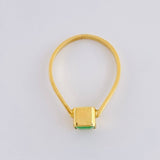 Anillo Solitario Cubo 2.4gr / T7 1/4 / Esmeraldas 55Pts Oro Amarillo 18K ©