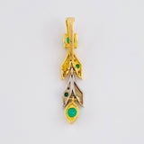 Dije Liana De Hojas 1.6gr / 2.8cm / Articulada Esmeraldas 32Ptos Diamante 5Pts Dos Oros Amarillo Blanco 18K (Joya) ©