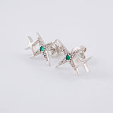 Topos Lucero 2.45gr / 1.5cm / Esmeraldas 6 pts - Diamantes Blancos 8 pts Oro Blanco (Joya) ©