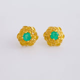 Topos Flor Zinnia 2.75gr / 1.1cm / Esmeraldas 62Pts Oro Amarillo 18K ©