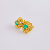 Topos Flor Zinnia 2.75gr / 1.1cm / Esmeraldas 62Pts Oro Amarillo 18K ©