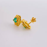 Topos Flor Zinnia 2.75gr / 1.1cm / Esmeraldas 62Pts Oro Amarillo 18K ©