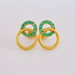 Stud Earrings Overlapping Hoops 3.2gr / Emeralds 84pts Lobster Claw Yellow Gold Butterfly (Jewel) ©