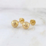 Diamond Cut Bead Stud Earrings 0.7g / in / 6mm Yellow Gold 18K