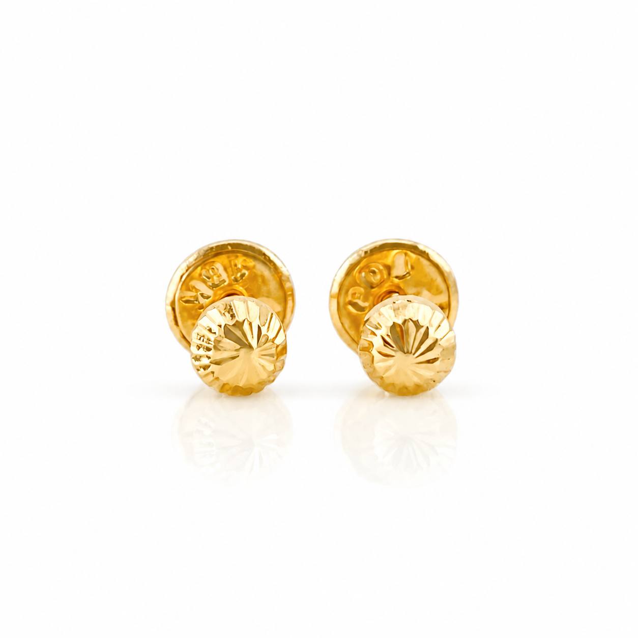 Diamond Cut Bead Stud Earrings 0.5g / in / 4mm Yellow Gold 18K