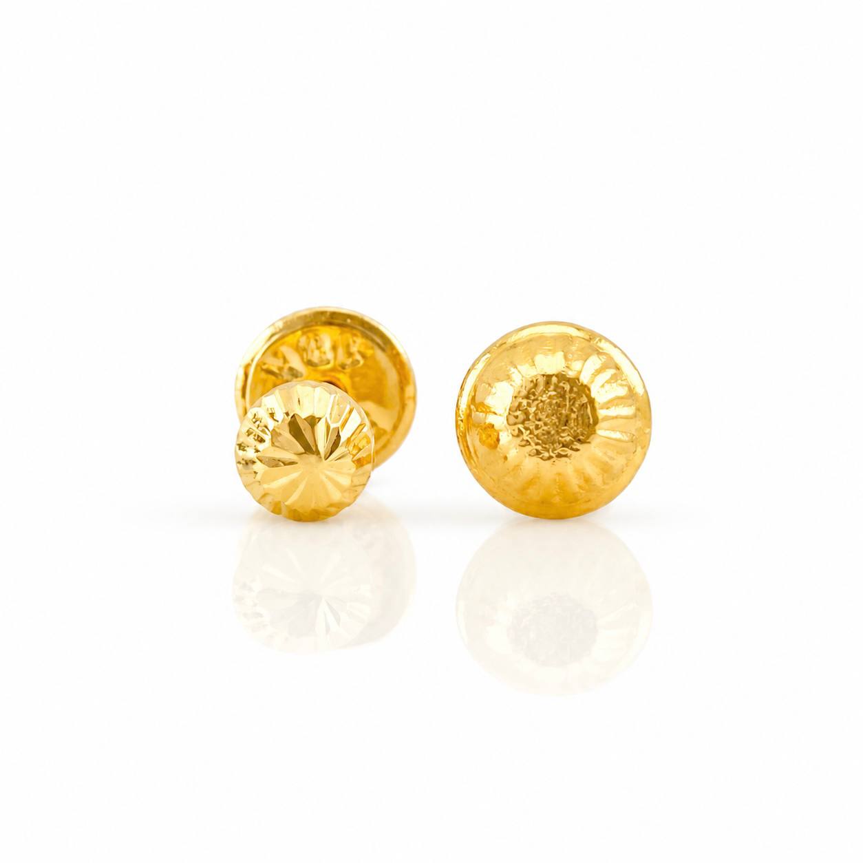 Diamond Cut Bead Stud Earrings 0.5g / in / 4mm Yellow Gold 18K