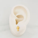 Christ Cross Stud Earrings 0.55g / in / 7mm Yellow Gold 18K