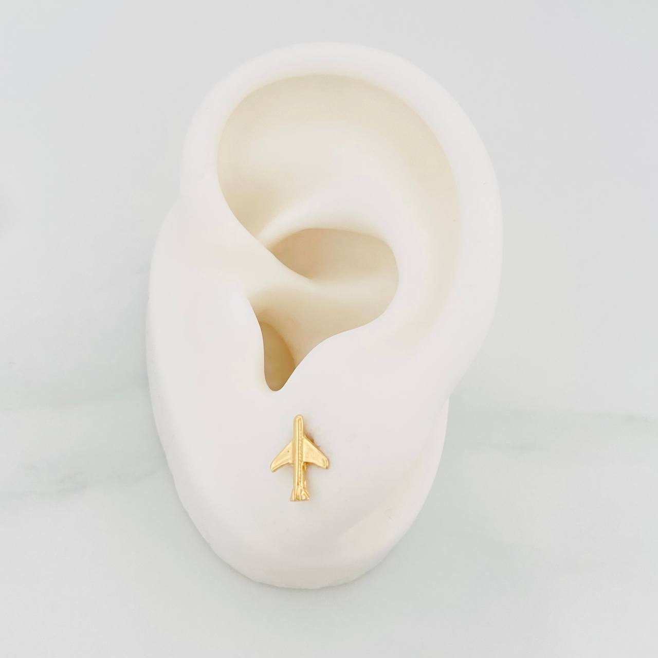 Airplane Stud Earrings 0.5g / in / 7mm Yellow Gold 18K