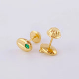 Coffee Bean Stud Earrings 0.65g / in / 5.5mm Yellow Gold 18K