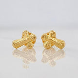 Christ Cross Stud Earrings 0.55g / in / 7mm Yellow Gold 18K