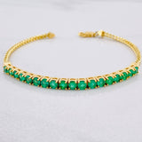 Franco Bracelet Tennis Emeralds 3.3Qts 7.95g / 7 1/4 in / 3.5mm Yellow Gold 18K
