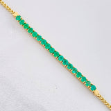 Franco Bracelet Tennis Emeralds 3.3Qts 7.95g / 7 1/4 in / 3.5mm Yellow Gold 18K