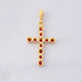 Dije Cruz Tupida Rubíes 34pts 1g / 1 in Oro Amarillo 18K