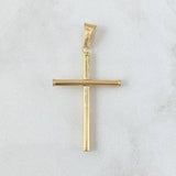 Pendant Smooth Cross Baton 1.45gr / 4.5cm / Yellow Gold 18K Edged Charger