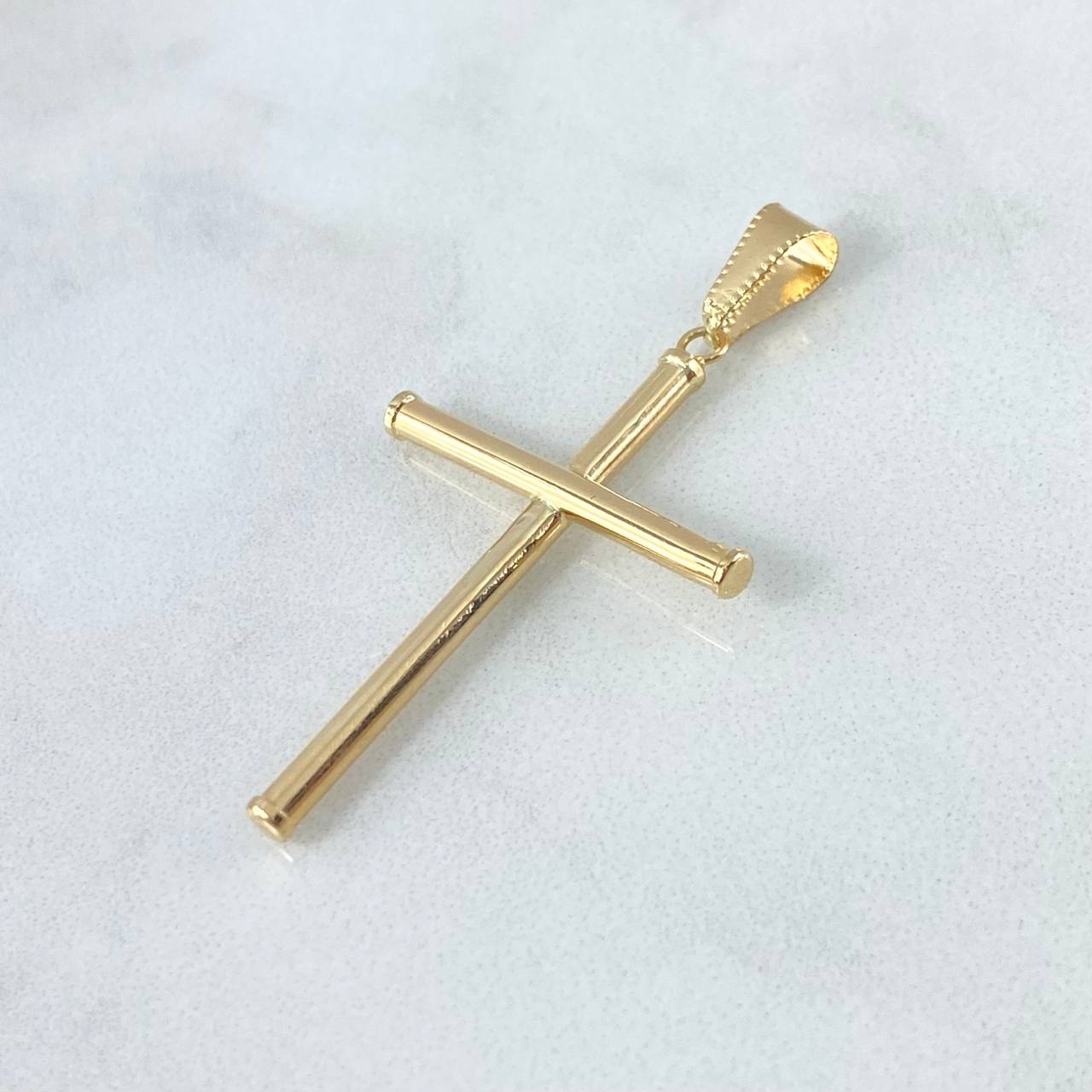 Pendant Smooth Cross Baton 1.45gr / 4.5cm / Yellow Gold 18K Edged Charger