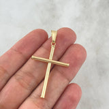 Pendant Smooth Cross Baton 1.45gr / 4.5cm / Yellow Gold 18K Edged Charger