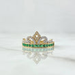 Crown Ring 3gr / T6 1/2 / White Zircons green 18K Yellow Gold ©