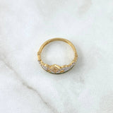 Crown Ring 3gr / T6 1/2 / White Zircons green 18K Yellow Gold ©