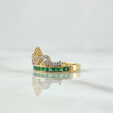 Crown Ring 3gr / T6 1/2 / White Zircons green 18K Yellow Gold ©