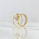 Couple Ring Butterfly Pendant 4.55gr / Size 6- 6 1/4 / White Zircons 18K Yellow Gold ©