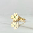 Anillo Trebol Liso 2gr / T7 1/2 / Liso Circon Verde Oro Amarillo 18K *