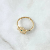 Anillo Trebol Liso 2gr / T7 1/2 / Liso Circon Verde Oro Amarillo 18K *