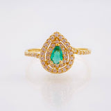 Anillo Halo Doble Gota 2.45gr / T7 1/4 / Oro Amarillo 18K ©