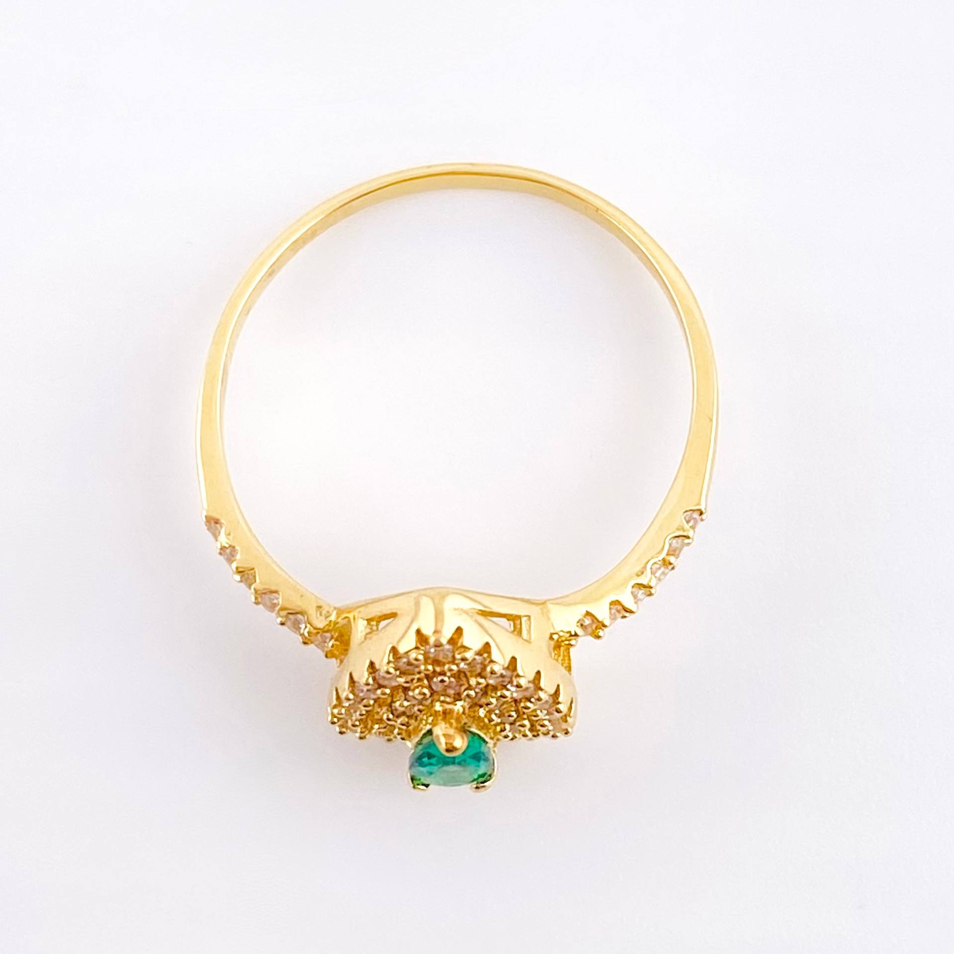 Anillo Halo Doble Gota 2.45gr / T7 1/4 / Oro Amarillo 18K ©