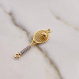 Charm Racket 2.2gr / 3.5cm / White Zircons 18K Yellow Gold $