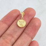 Pendant San Miguel Archangel 0.65gr / 1.8cm / Textured Stamped Smooth Edge 18K Yellow Gold