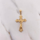 Pendant Gothic Cross Christ 3.85gr / 4.5cm / 18K Yellow Gold Silhouette $