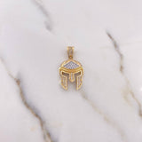 Pendant Gladiator Helmet 3.6gr / 3cm / White Zircons Two-tone Yellow and White 18K $
