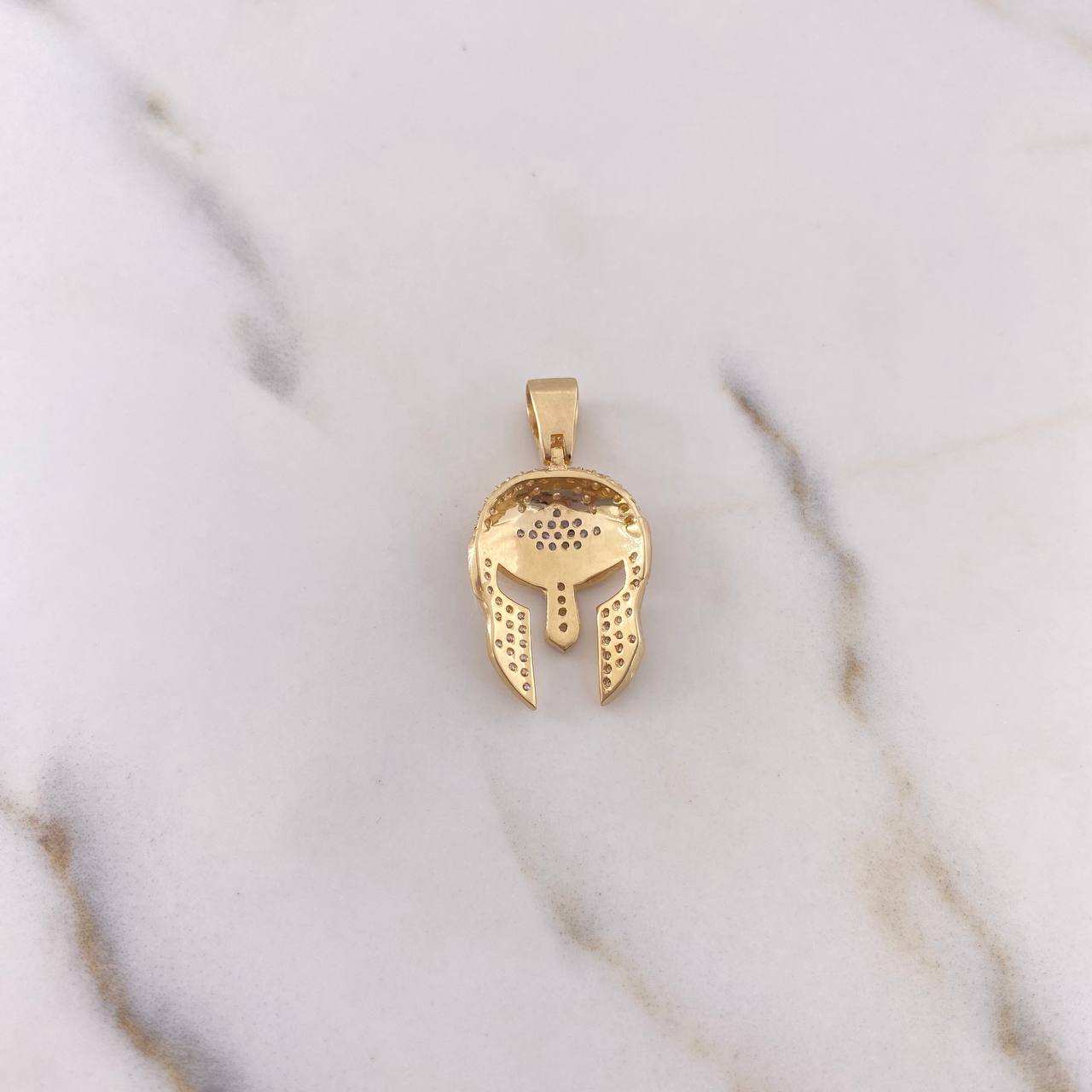 Pendant Gladiator Helmet 3.6gr / 3cm / White Zircons Two-tone Yellow and White 18K $