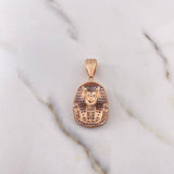 Pendant Pharaoh Tutankhamun Face 7.7gr / 4.9cm / Blue Orange Fuchsia Zircons 18K Rose Gold $