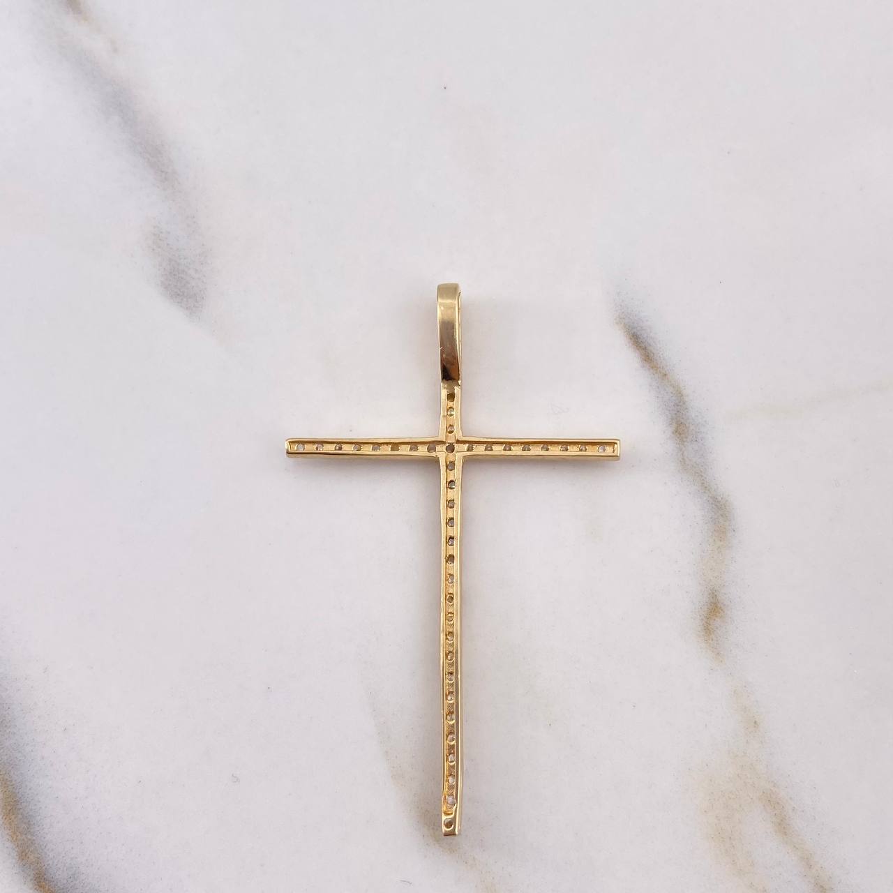 Pendant Cross 3.3gr / 5cm / White Zirconia 18K Yellow Gold $