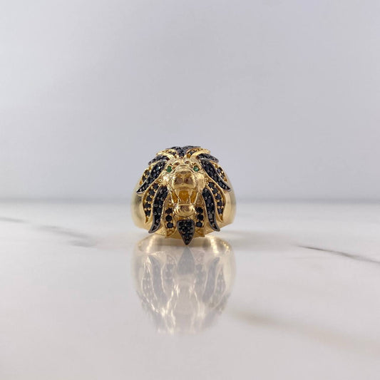 Leon Ring 13.95gr / Size 10 3/4 / Green and Black Zircons Two-tone Black and Yellow 18K Gold $