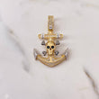 Pendant Skull Anchor 9.3gr / 4.2cm / Black and White Zircons Three 18K Golds $